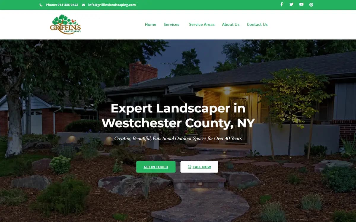 Homepage of Griffin's Landscaping, a landscaping & lawn care website in Westchester County, NY